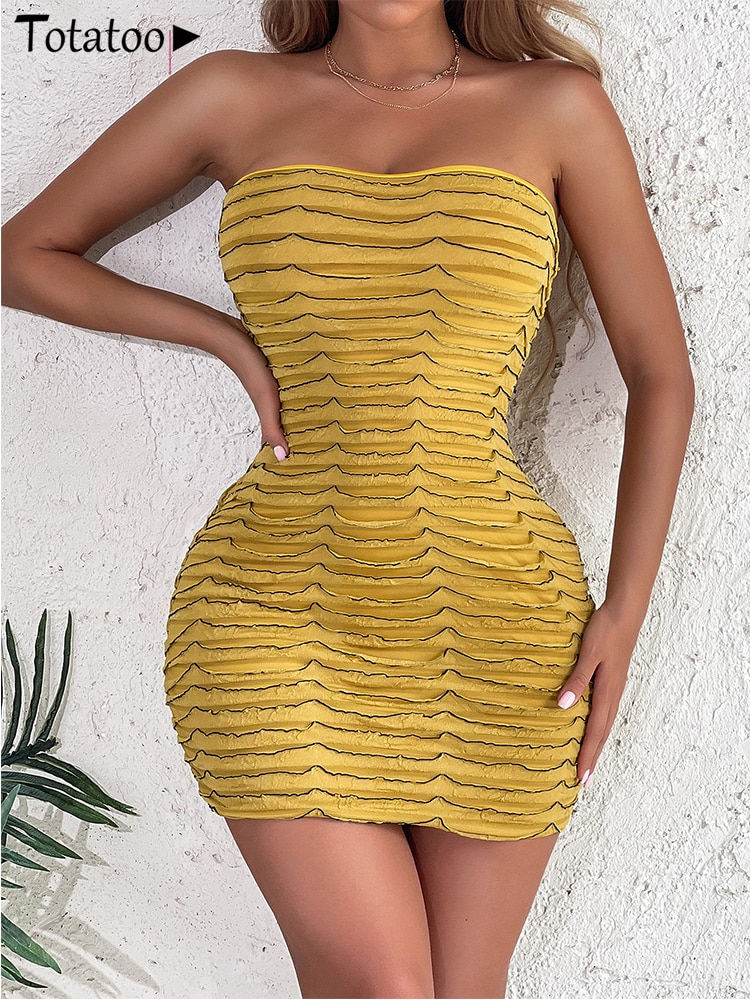 Thumbnail: Totatoop Lace Up V Neck Ruched Bodycon Mini Dress Women Summer