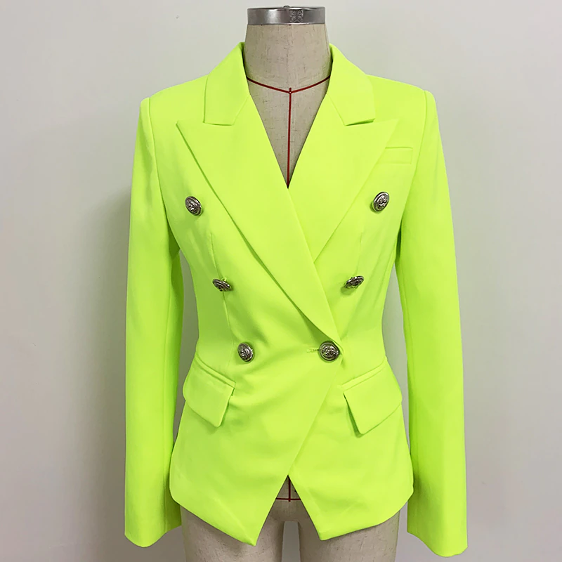 Thumbnail: QUALITY Designer Jacket Women Double Breasted Metal Lion Buttons Blazer S-4XL