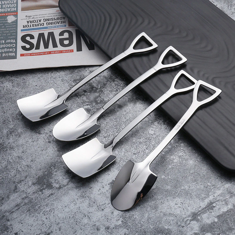 Thumbnail: Coffee Spoon Cutlery Set Stainless Steel Retro Iron Shovel Ice Cream Spoon