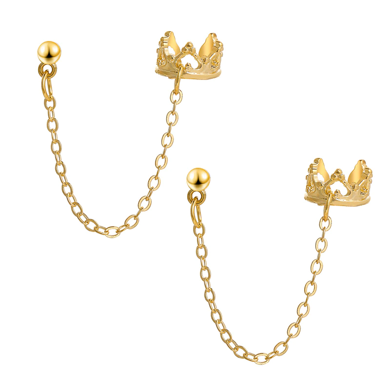 Thumbnail: 17KM Gold Leaves Ear Cuff Black Non-Piercing Ear Clips Cartilage Earrings