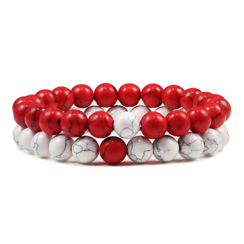 Thumbnail: Bracelet Distance Black White Natural Lava Stone Tiger Eye Beaded Yoga Bracelets