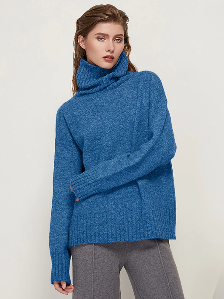 Thumbnail: Aachoae Autumn Winter Women Knitted Turtleneck Wool Sweaters Pullover Jumper