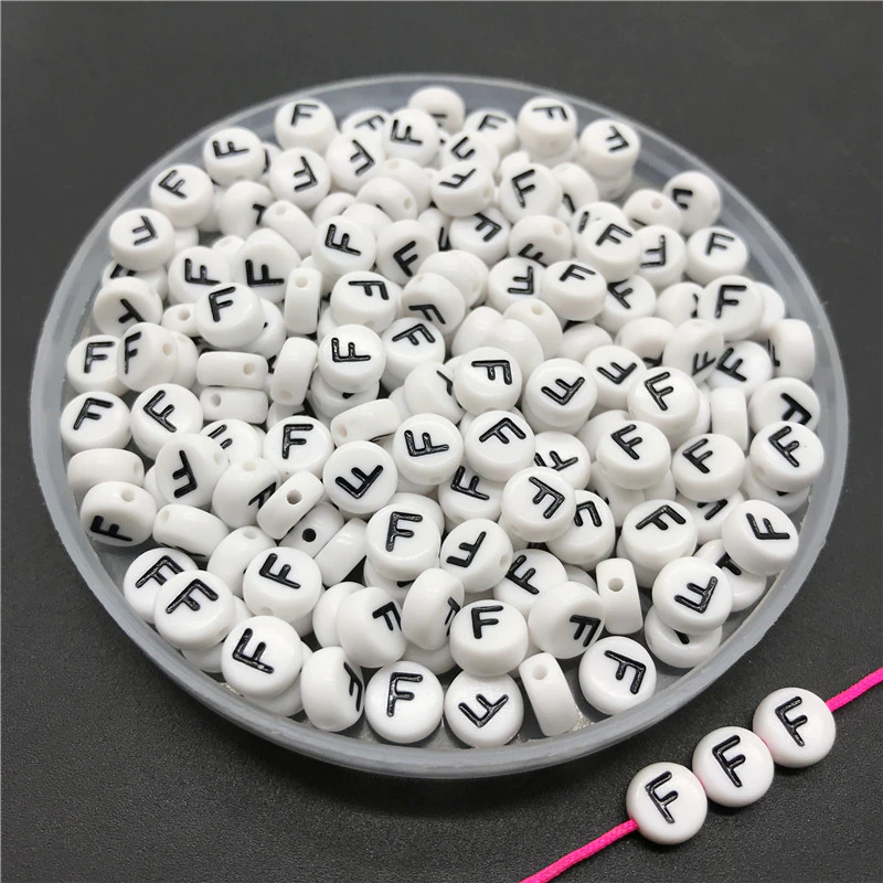 Thumbnail: 100pcs/lot 4x7mm Acrylic Spacer Beads Letter Oval Alphabet
