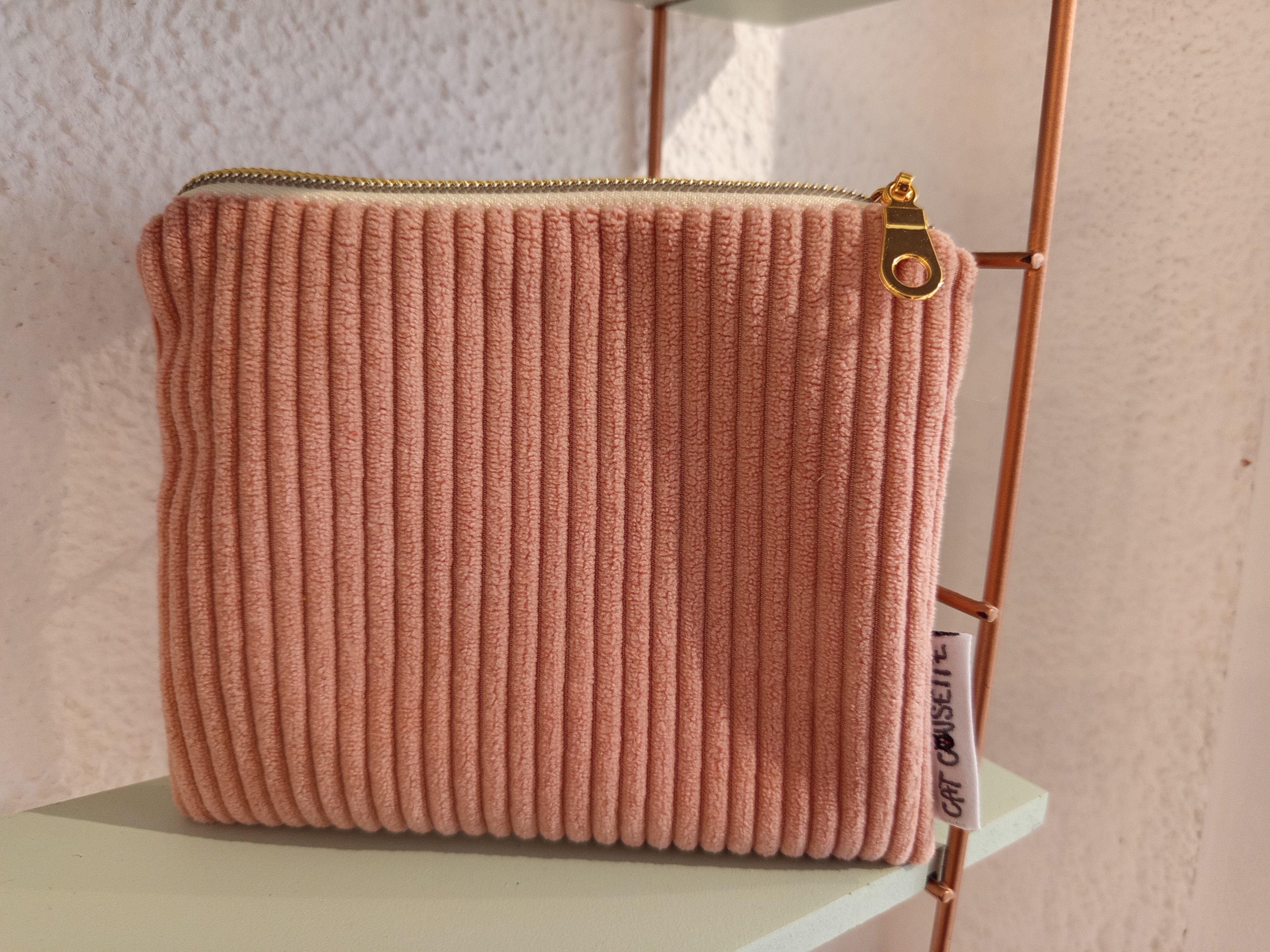Pochette velours rose