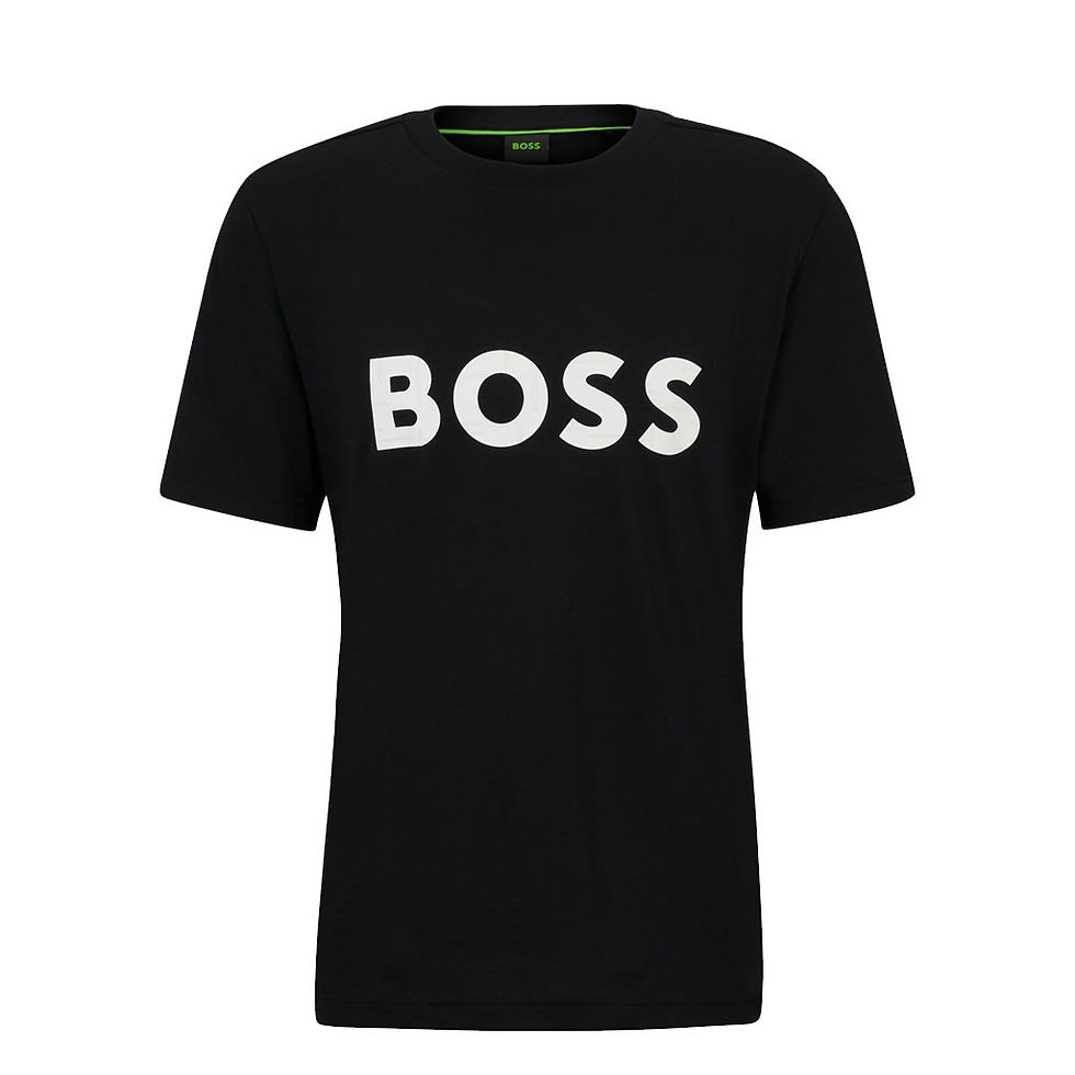 HUGO BOSS Mens Contrast Logo-Print T-shirt Black