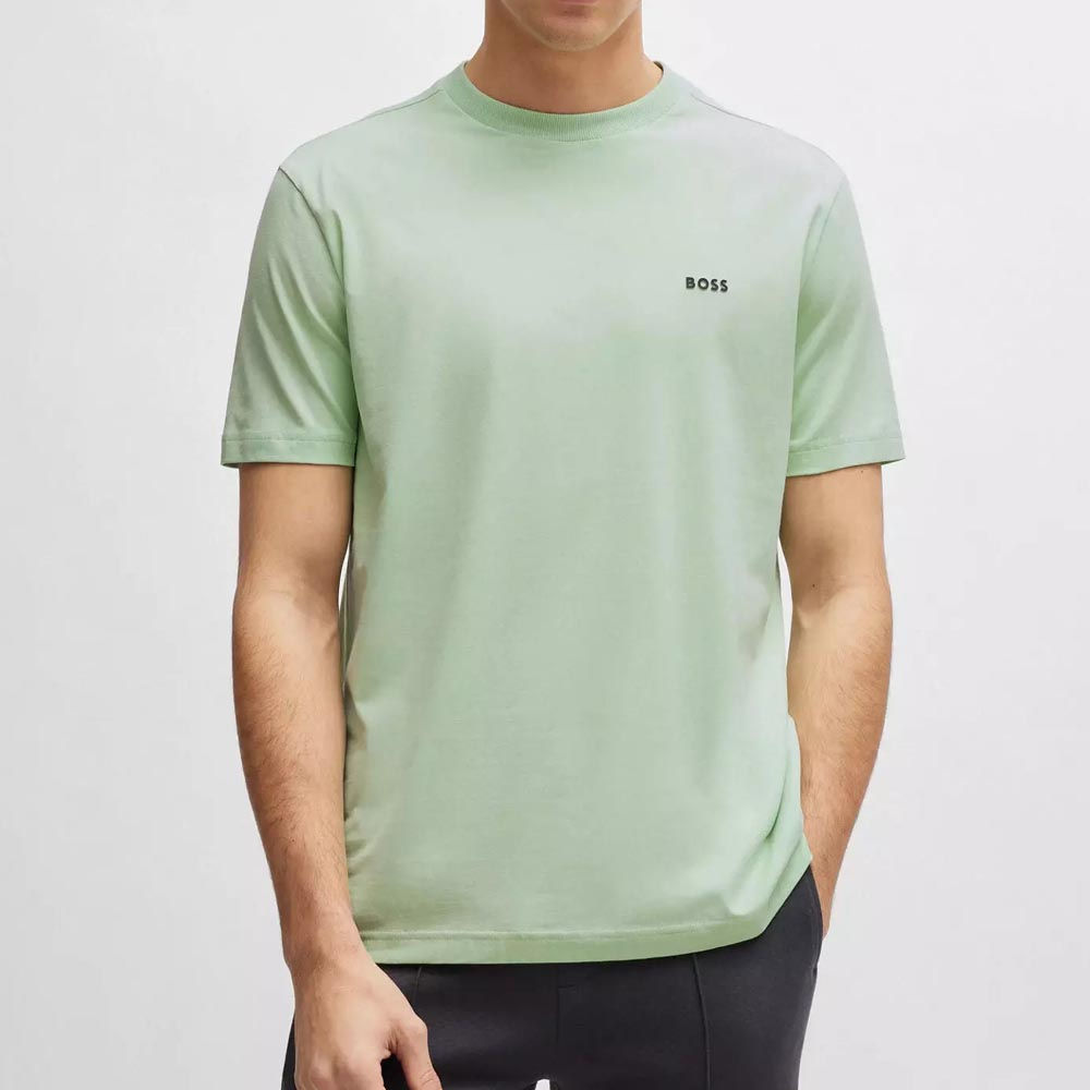 HUGO BOSS Mens Regular Fit T-shirt with Contrast Logo Mint Green