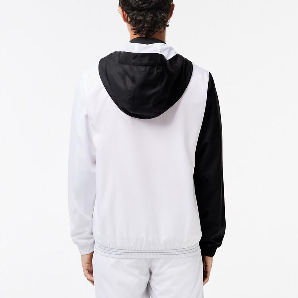 Thumbnail: LACOSTE Mens Recycled Zipped Tennis Jacket Black/White/Orange