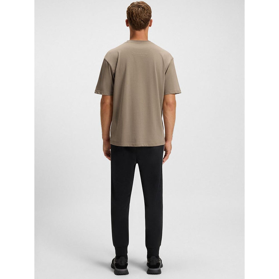 Thumbnail: HUGO BOSS Mens Cotton-Jersey T-shirt with Tonal Logo Brown