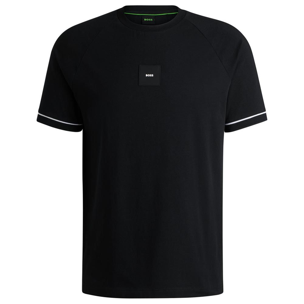 HUGO BOSS Mens Stretch-cotton T-shirt with Logo Badge Black