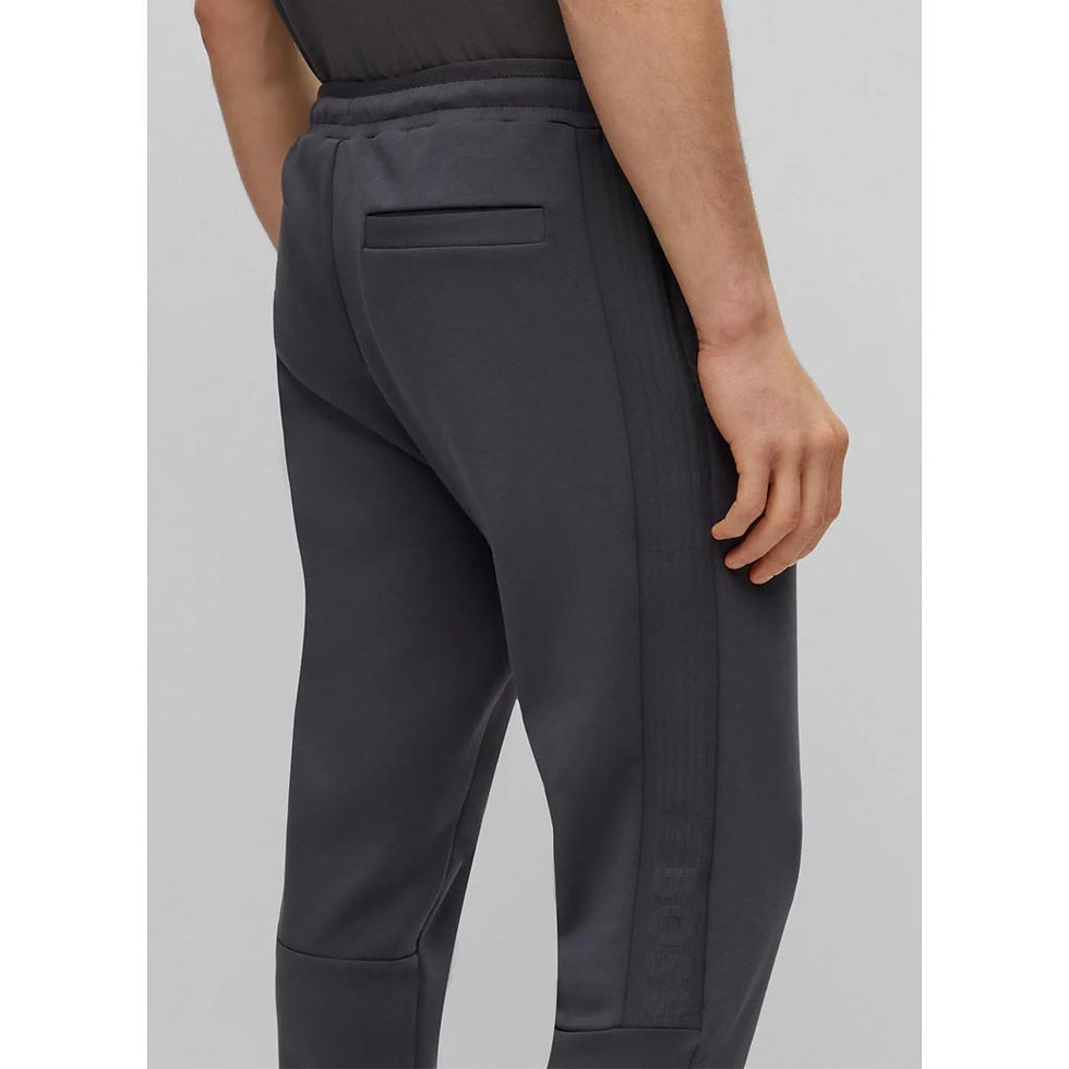 Thumbnail: HUGO BOSS Mens Cotton-Blend Tracksuit with Side Stripe Tape Dark Grey
