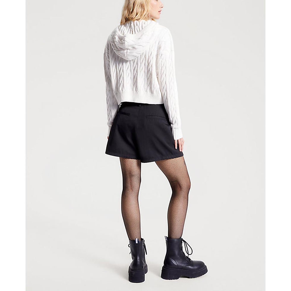 Thumbnail: TOMMY Jeans Womens Cropped Cable Knit Flag Badge Hoody Ancient White