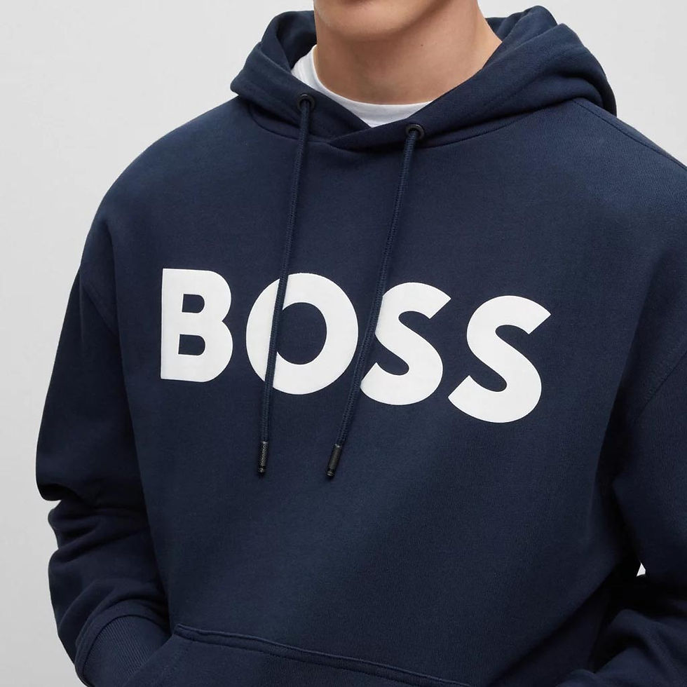 Thumbnail: HUGO BOSS Mens Logo-print Hoodie in French-Terry Cotton Dark Blue