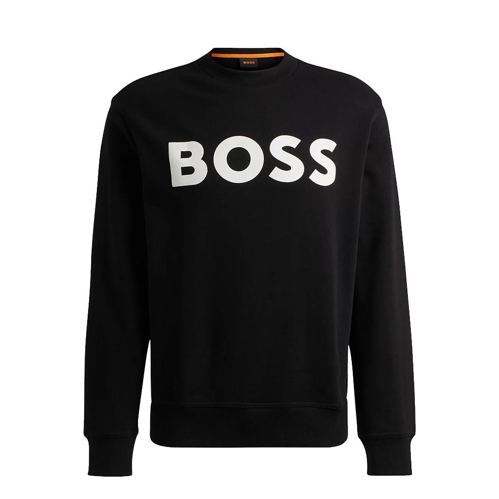 HUGO BOSS Mens Relaxed-Fit Sweatshirt with Rubber-print Logo Black