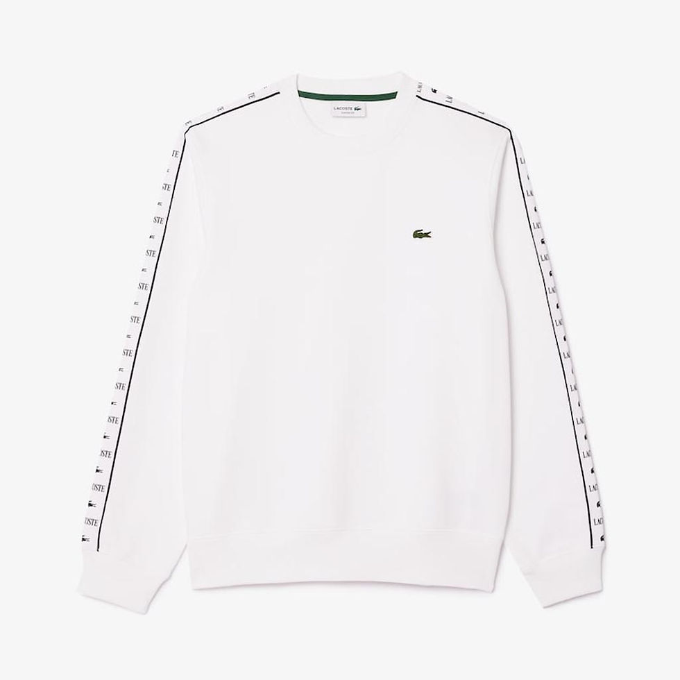 LACOSTE Mens Logo Stripe Jogger Sweatshirt White
