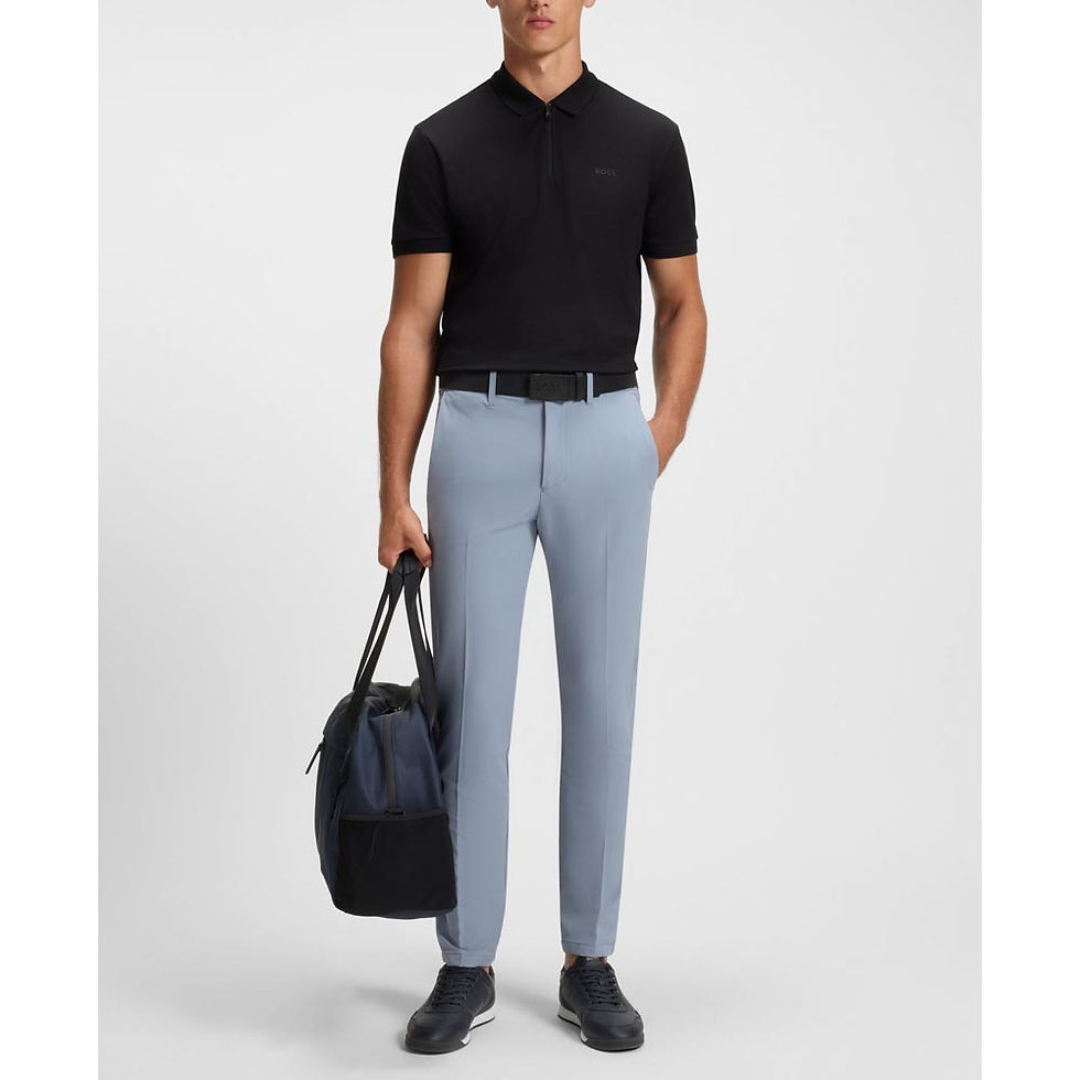 Thumbnail: HUGO BOSS Mens Structured-Cotton Polo Shirt Black