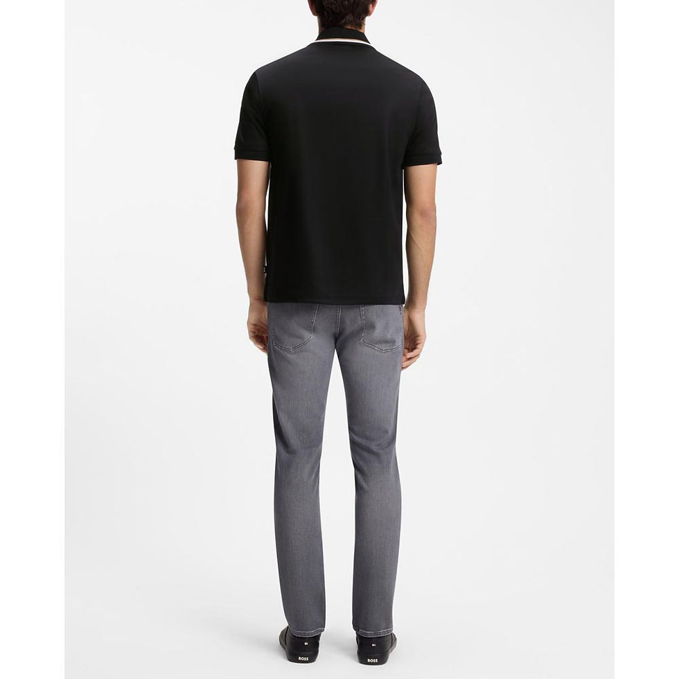 Thumbnail: HUGO BOSS Mens Slim-fit Polo Shirt with Striped Collar Black