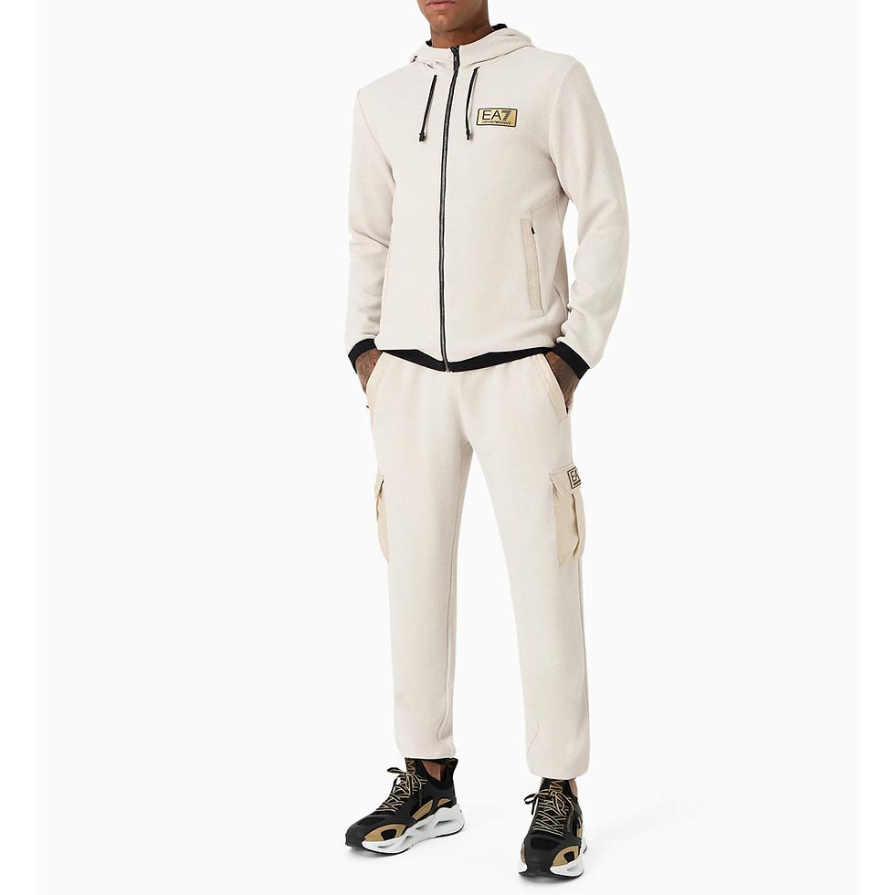 Thumbnail: EA7 EMPORIO ARMANI Mens Gold Label Hooded Sweatshirt Beige