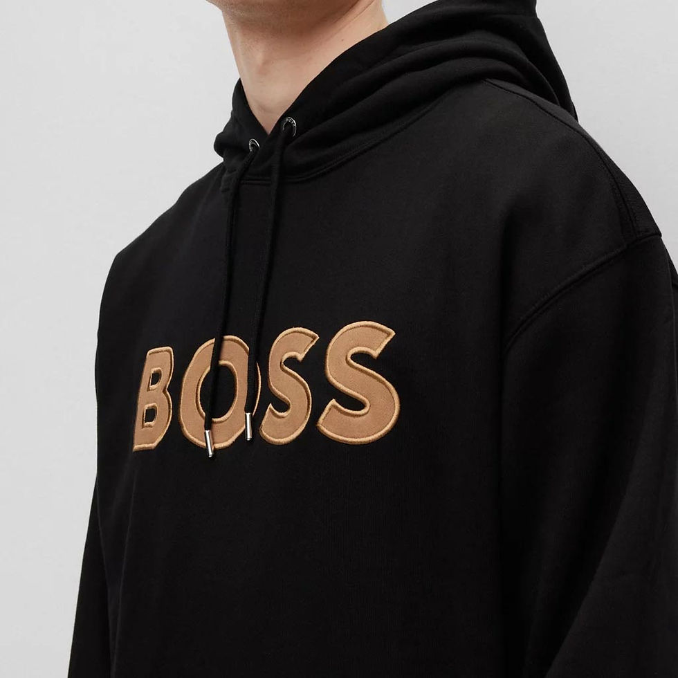 Thumbnail: HUGO BOSS Mens Oversize-fit Hoodie with Logo Applique Black