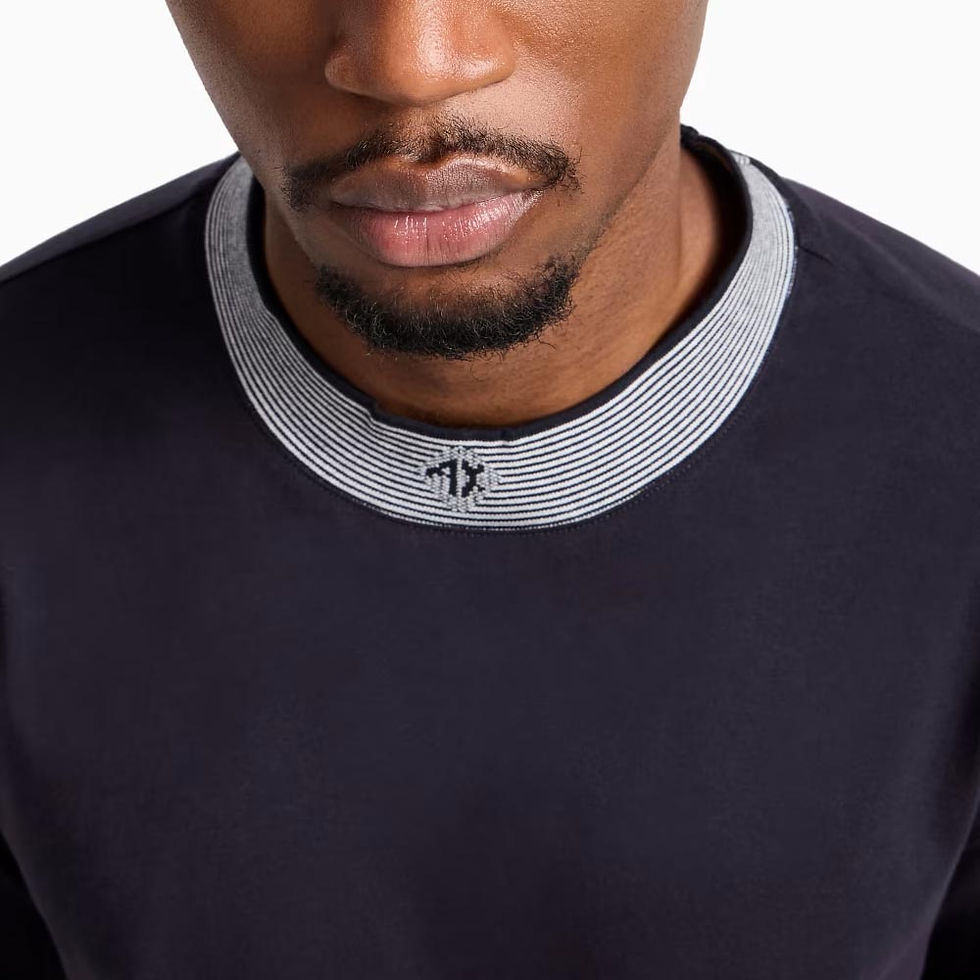 Thumbnail: ARMANI EXCHANGE Mens Striped Profile Neckline T-shirt Navy Blue