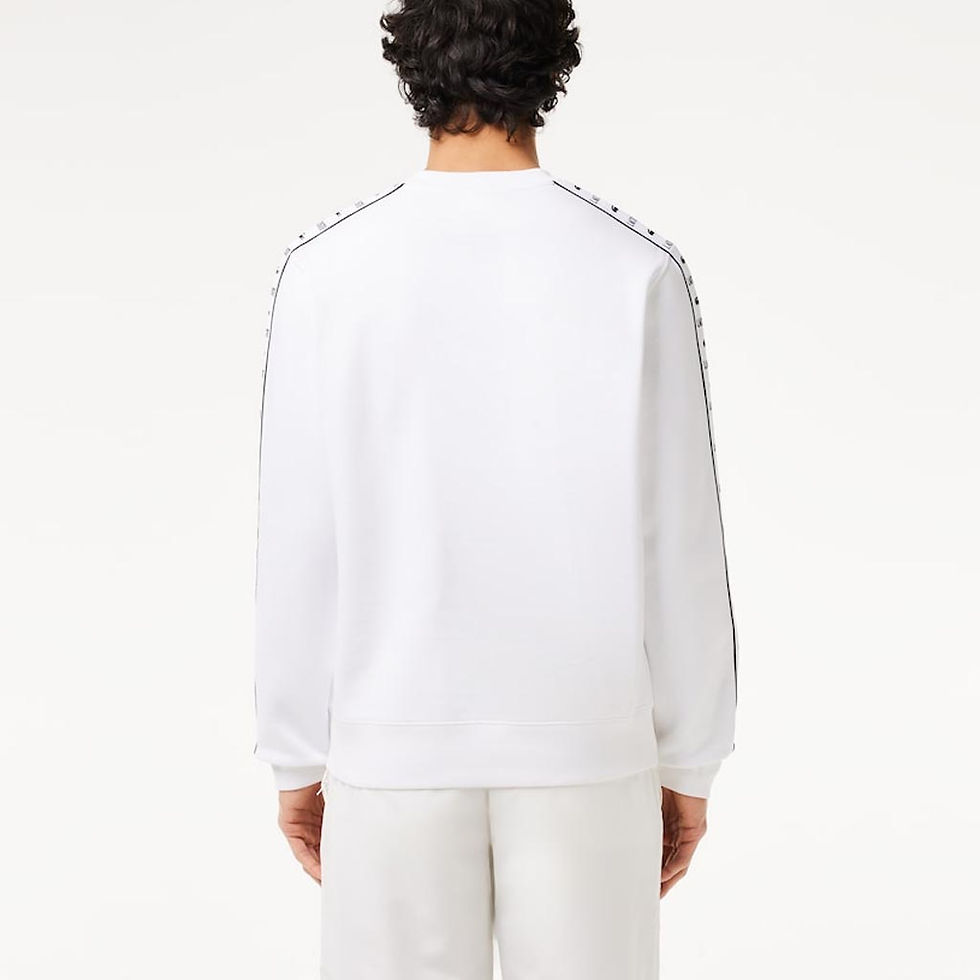 Thumbnail: LACOSTE Mens Logo Stripe Jogger Sweatshirt White