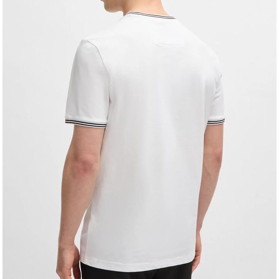 Thumbnail: HUGO BOSS Mens T-shirt with Stripes and Logo White