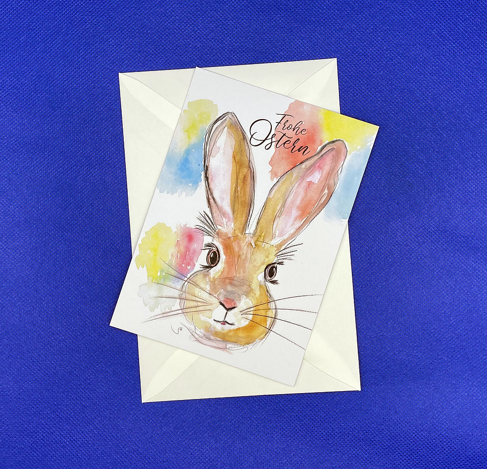 Osterkarte mit Hasenmotiv: Fröhliche Ostern