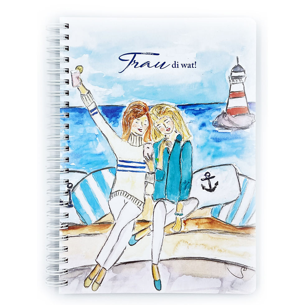 Notizbuch mit Frauen am Meer: "Frau, di wast!"