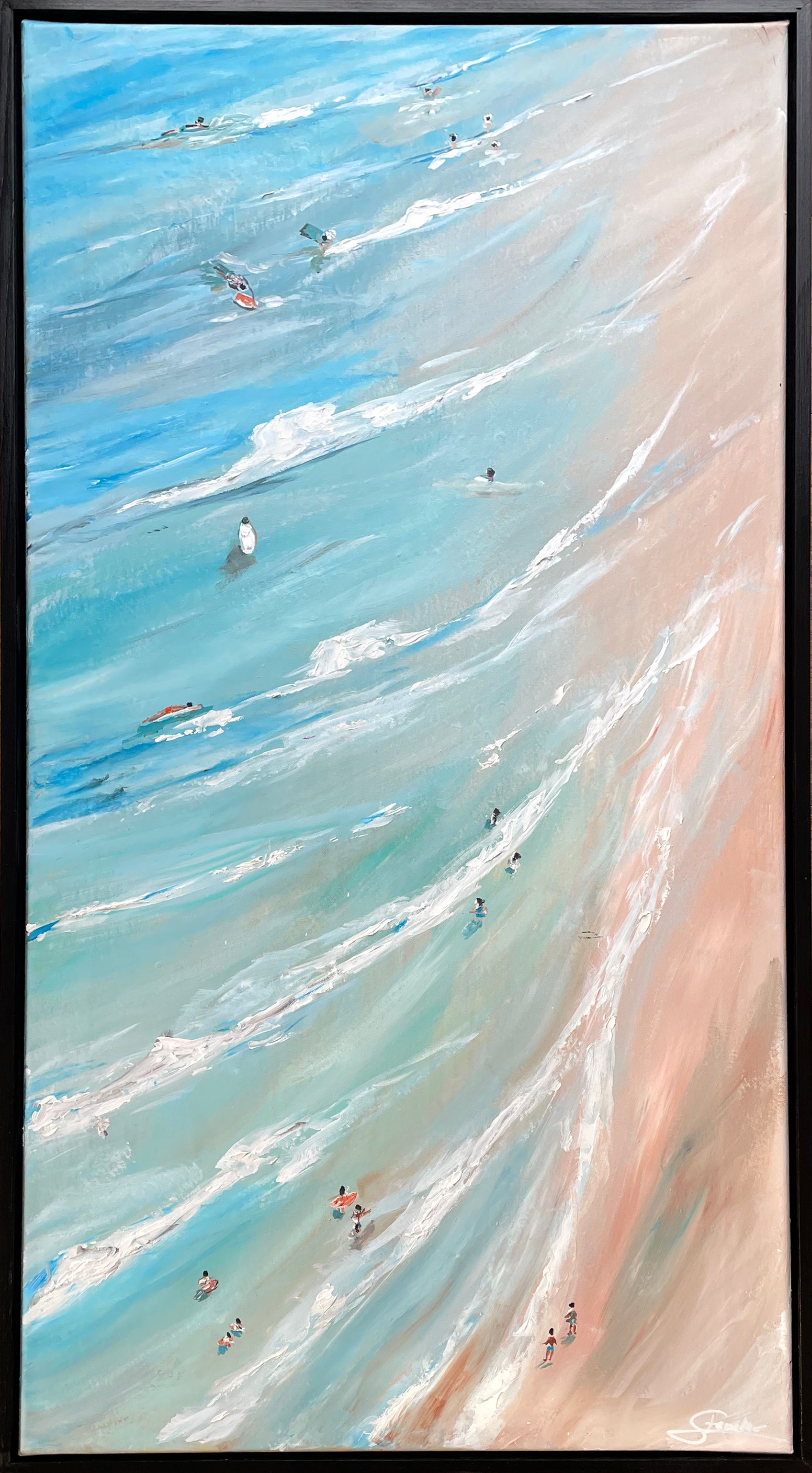 "Strandleben" 50 x 100 cm, mit Rahmen