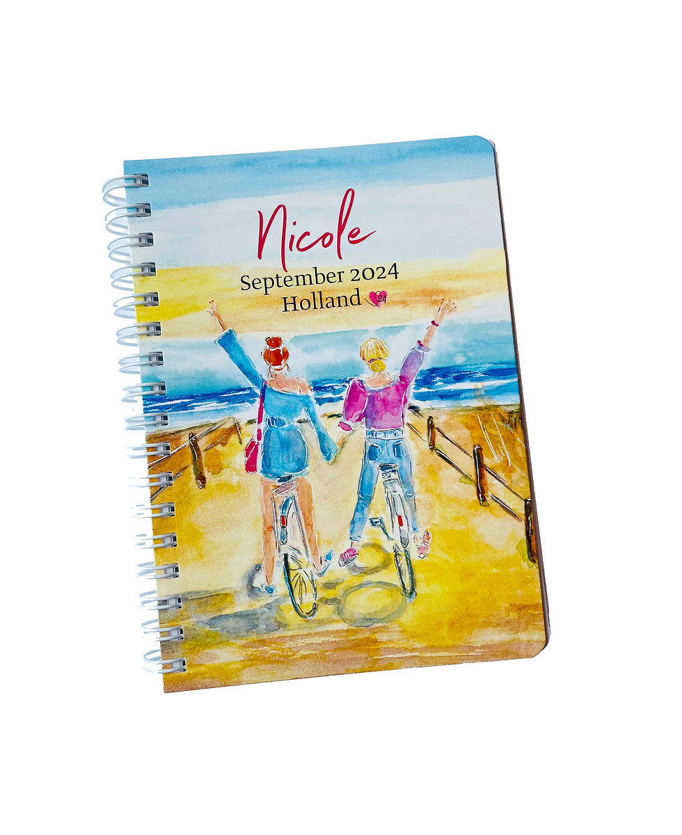 Miniaturbild: Nicole, September 2024, Holland: Personalisiertes Notizbuch mit Fahrrad-Motiv
