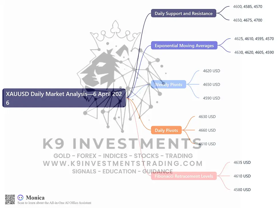 Gold XAUUSD Daily Market Analysis—6 April 2026 by K9 Investments Trading