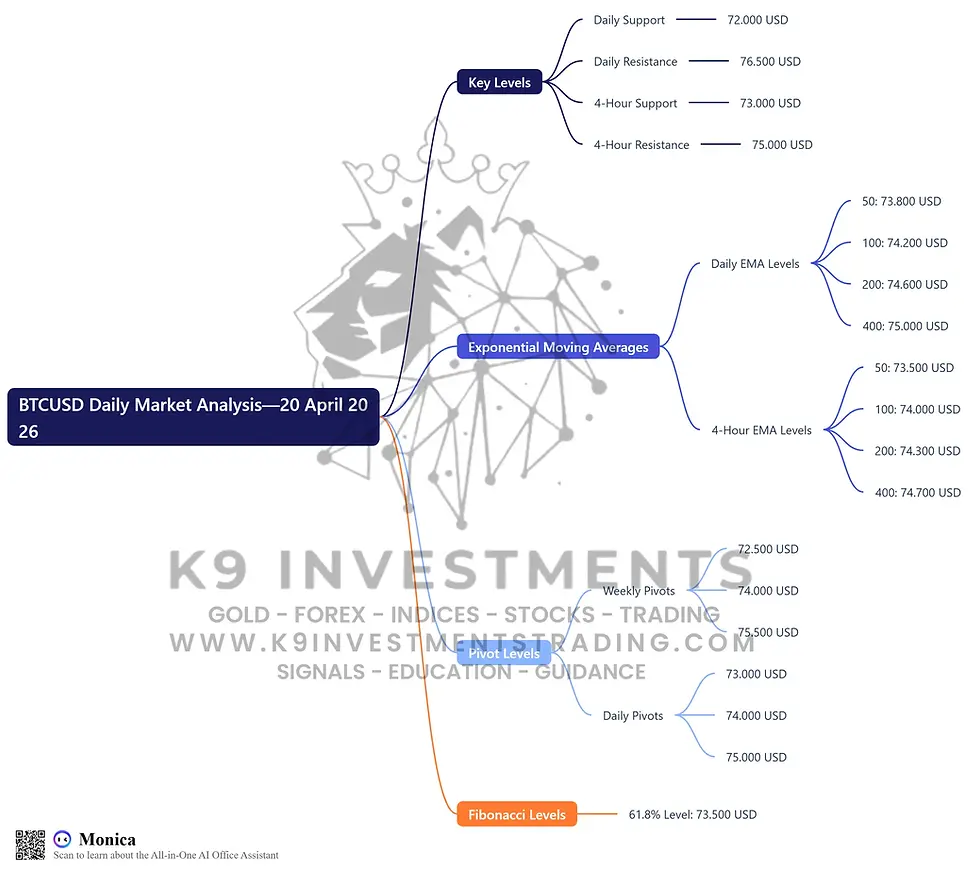 🟡 BTCUSD Daily Market Analysis—20 April 2026 by K9 Investments Trading