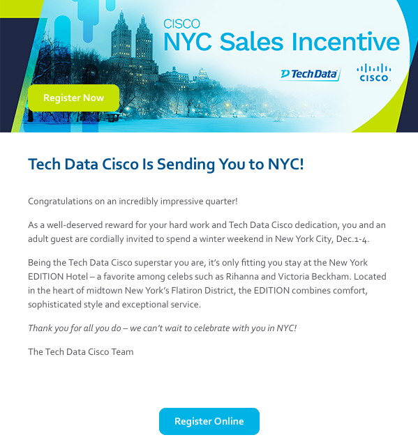 Tech Data Cisco NYC Trip Invite