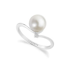 Anello donna Oro bianco 750‰, Diamante bianco e Perla coltivata della Collezione Perle d'amore Comete Gioielli