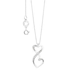 Collana da donna con cuori in Oro bianco 750‰ e Diamanti bianchi della Collezione Cuori di Comete Gioielli