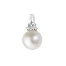 Ciondolo donna Oro bianco 750‰, Perla coltivata e Diamanti bianchi Collezione Perle d'amore Comete Gioielli