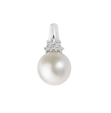 Colgante mujer Oro blanco 750‰, Perla cultivada y Diamantes blancos Colección Perlas de amor Comete Joyeros