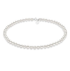 Women's necklace in 375‰ white gold, cultured pearls and silver star charm Comete Jewelry