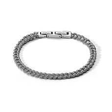 Armband zonder geslacht in 925‰ gerhodineerd zilver, staal, witte zirconia van de We Are-collectie van Comete Sieraden