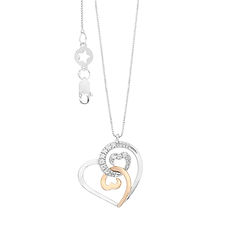 Collana da donna con cuori in Oro bianco e rosè 750‰ e Diamanti bianchi della Collezione Cuori di Comete Gioielli