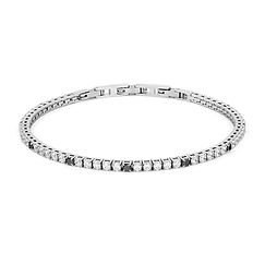 Herren-Tennisarmband aus Stahl mit weißen und schwarzen Zirkonen Comete Gioielli