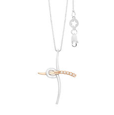 Collana donna con croce in Oro bianco e rosè 750‰ e Diamanti bianchi della Collezione Croci di Comete Gioielli