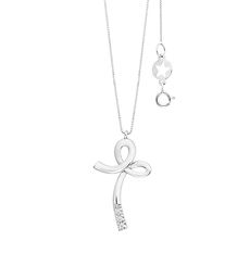 Collana donna Croce in Oro bianco 750‰ e Diamanti bianchi della Collezione Croci di Comete Gioielli