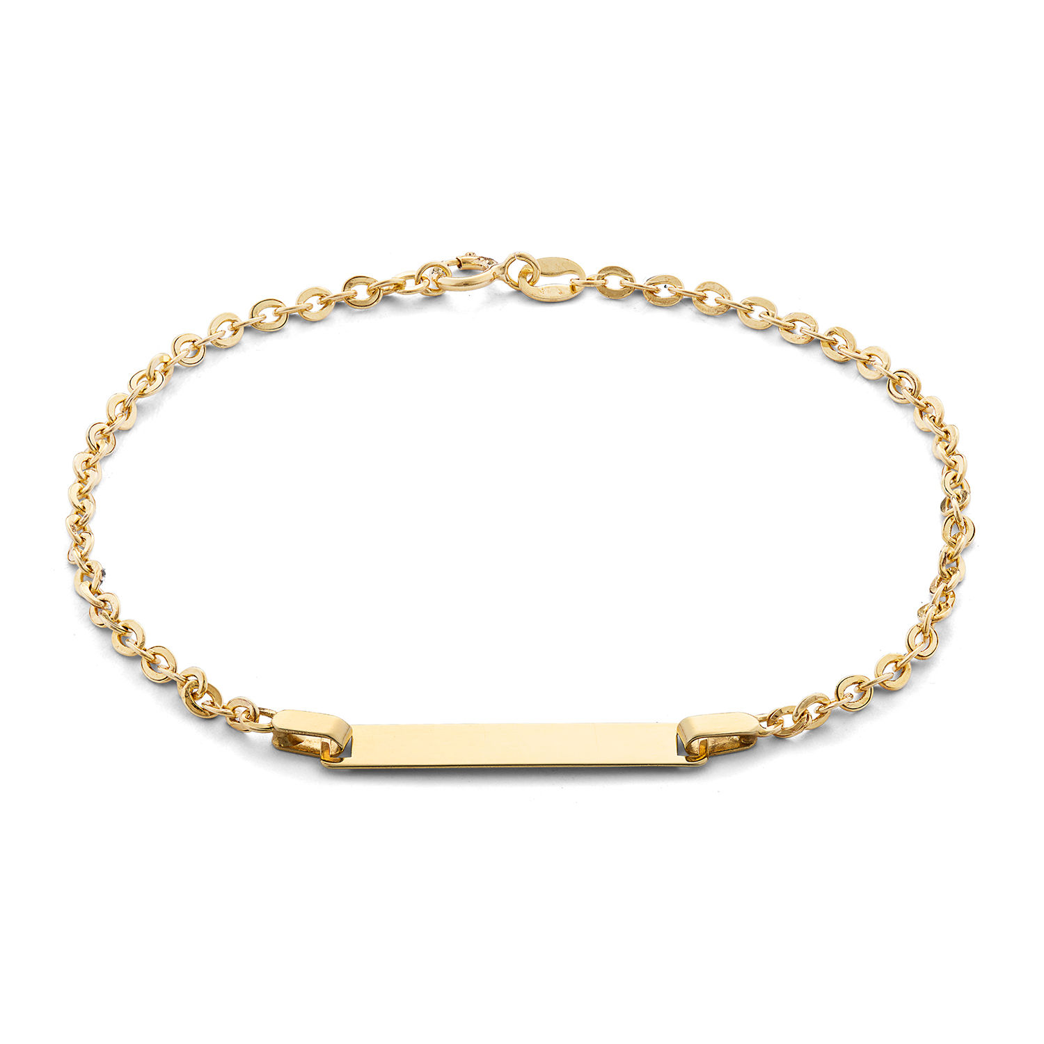 Bracciale per bambini in Oro giallo 375‰ di Ambrosia Gioielli con targhetta rettangolare da incidere per battesimo