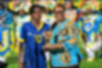 Edna Jeanty collecting the Collecting the Golden Ball Award | Photos: Bahamas Football Association