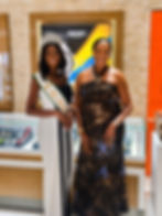 Sharlene Grant-Richards, the organiser of the Miss International Turks and Caicos Pageant, share a photo moment with the 2026 pageant winner, Adisha Gustave at the Royal Jewel Store at Salt Mills, Grace Bay