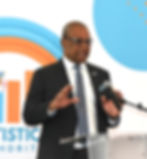Premier of the Turks and Caicos Islands Hon.Charles Washington Misick addresses the launch of the Statistics Authority