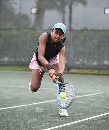 April Thirumalaiyandi in action at the 19th Annual “Little Mo” International Tennis Tournament