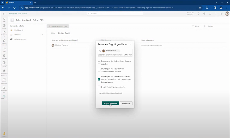 Sicherheit und Berechtigungen im Power BI Service - Semantikmodell Berechtigungen verwalten