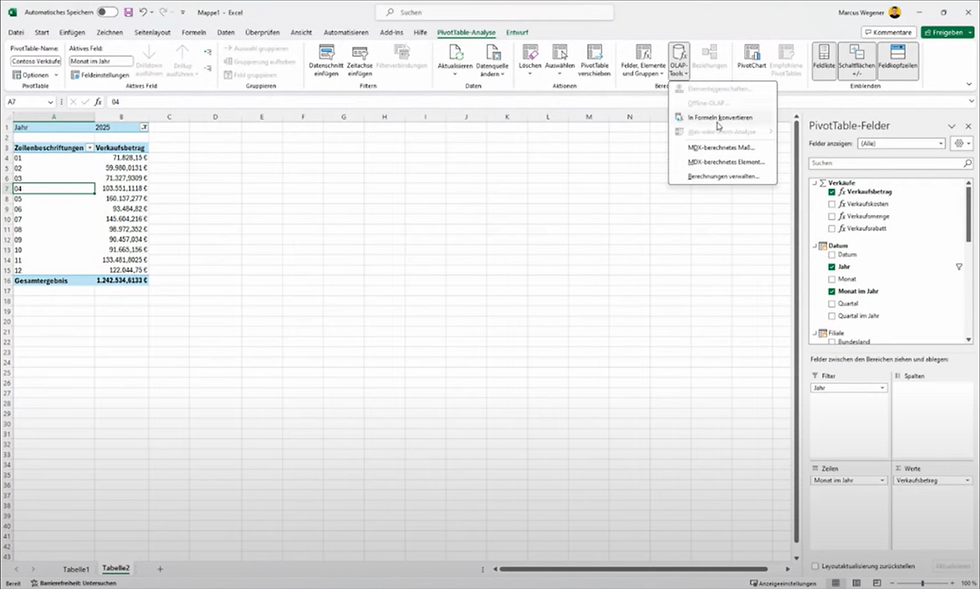 OLAP-Tools In Formeln konvertieren