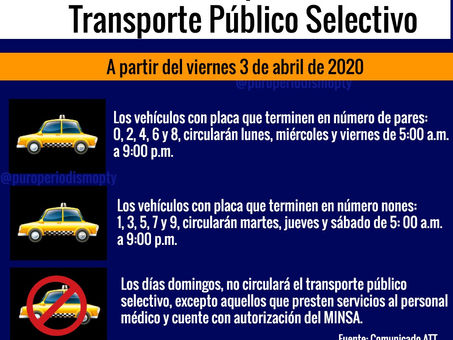 Taxistas solo pueden transportar una persona a la vez, no hay modificación de tarifas.